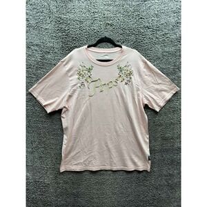 Prps Gardenia Embroidered Cotton Graphic Short Sleeve T-Shirt Pink Mens Size XXL